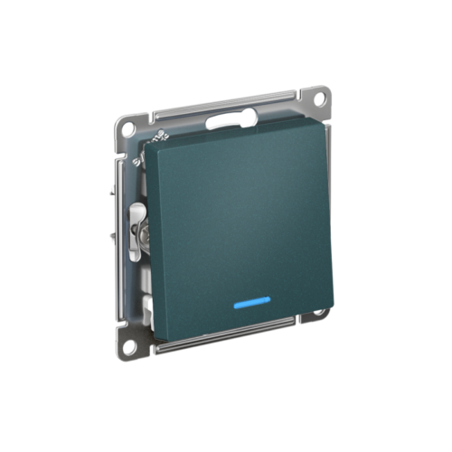 Выключатель 1-кл. СП AtlasDesign 10А IP20 (сх. 1а) 10AX с подсветкой механизм изумруд