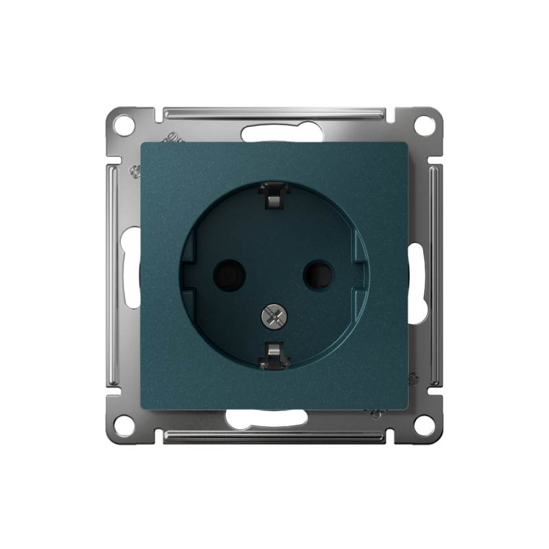 Розетка 1-м СП AtlasDesign 16А IP20 с заземл. защ. шторки механизм изумруд — изображение 2