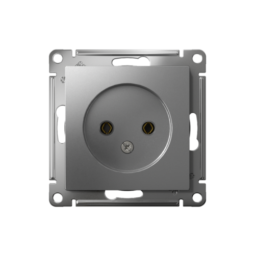 Розетка 1-м СП AtlasDesign 16А IP20 без заземл. без защ. шторок механизм сталь