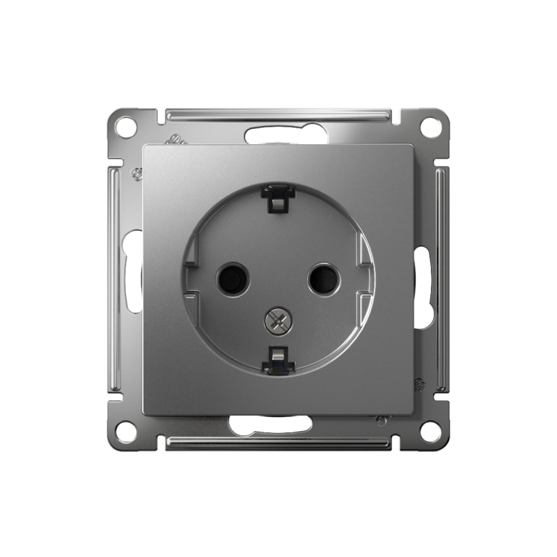 Розетка 1-м СП AtlasDesign 16А IP20 с заземл. защ. шторки механизм сталь — изображение 2