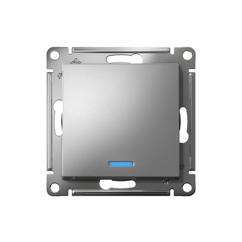 Переключатель проходной 1-кл. СП AtlasDesign 10А IP20 (сх. 6а) 10AX с подсветкой механизм сталь — изображение 2