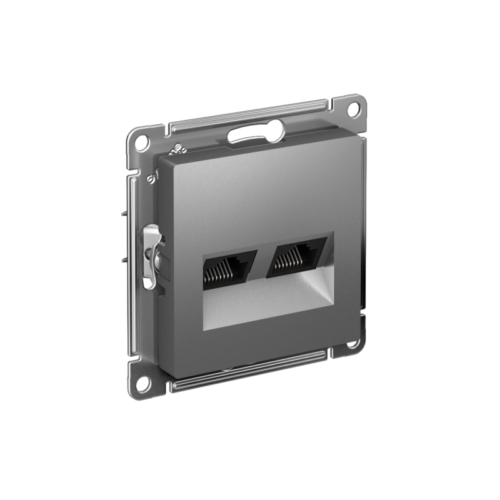 Розетка компьютерная 2-м AtlasDesign RJ45 кат.5E механизм сталь