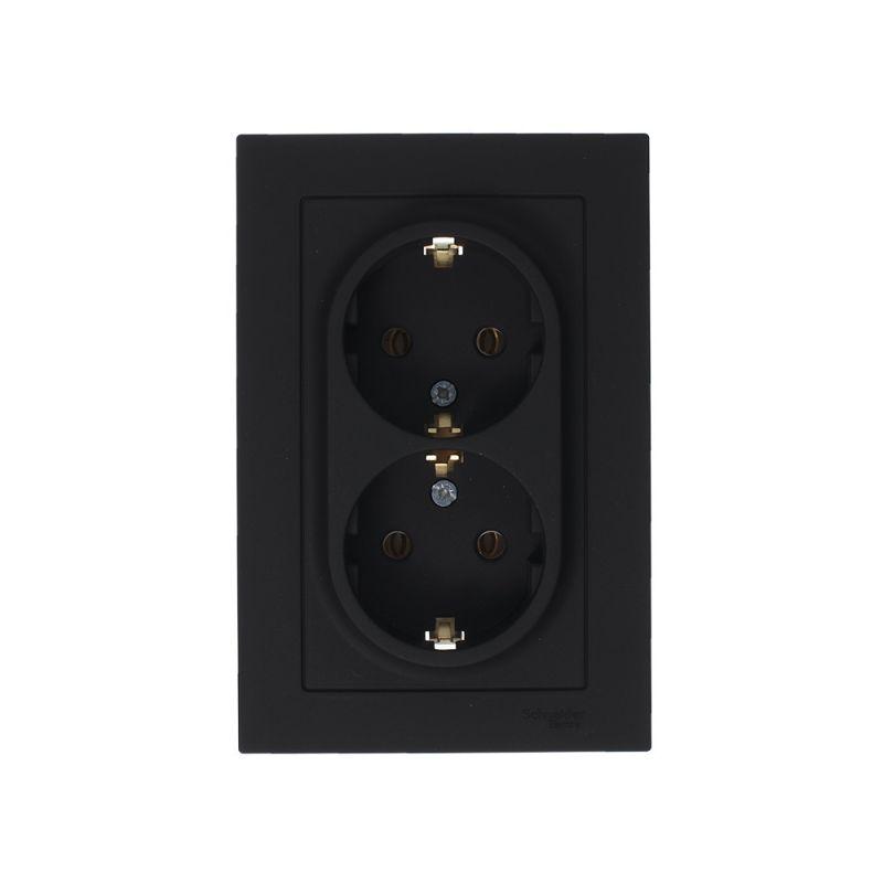 Розетка 2-м СП AtlasDesign 16А IP20 с заземл. в сборе карбон — изображение 5