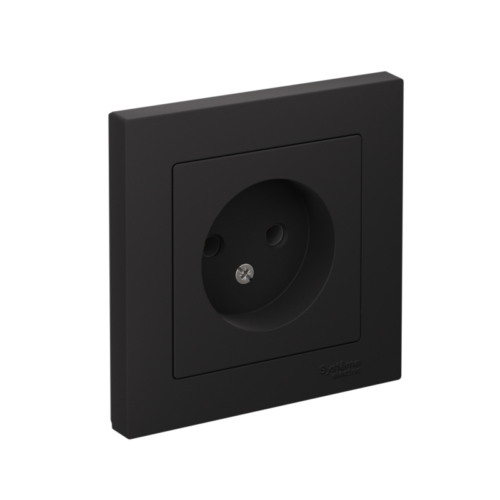 Розетка 1-м СП AtlasDesign 16А IP20 без заземл. в сборе карбон