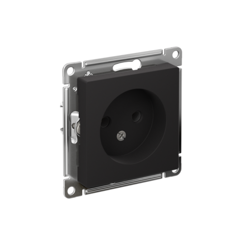 Розетка 1-м СП AtlasDesign 16А IP20 без заземл. без защ. шторок механизм карбон