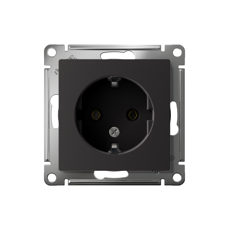 Розетка 1-м СП AtlasDesign 16А IP20 с заземл. механизм карбон — изображение 2