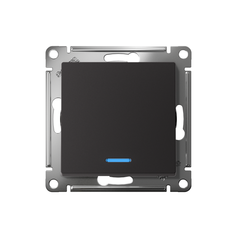 Переключатель проходной 1-кл. СП AtlasDesign 10А IP20 (сх. 6а) 10AX с подсветкой механизм карбон — изображение 2