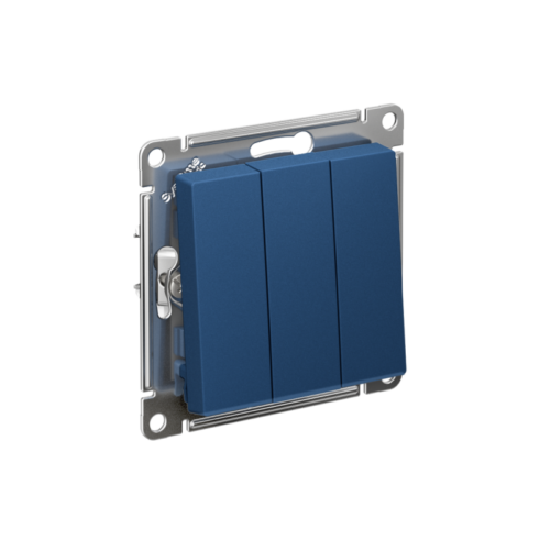 Выключатель 3-кл. AtlasDesign (сх. 1+1+1) 10AX механизм аквамарин