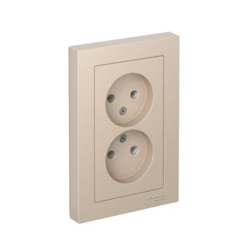 Розетка 2-м. AtlasDesign 16А без заземл. в сборе песочн.