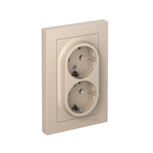 Розетка 2-м. AtlasDesign 16А с заземл. в сборе песочн.