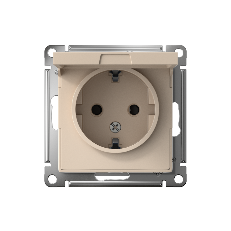 Розетка AtlasDesign 16А IP20 с заземл. защ. шторки с крышкой механизм песочн. — изображение 2