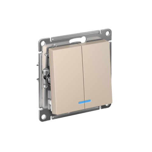 Выключатель 2-кл. AtlasDesign с подсветкой (сх.5а) 10AX мех. песочн.