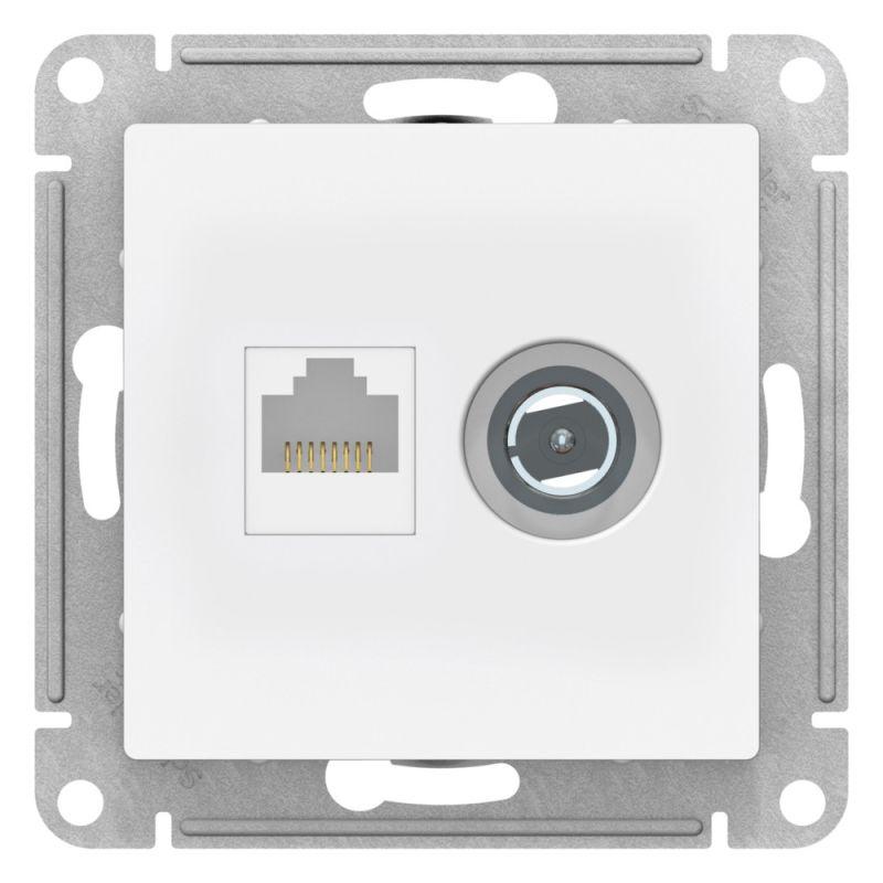 Розетка компьютерная + телевизионная 2-м СП AtlasDesign RJ45 кат.5E + TV механизм лотос — изображение 2
