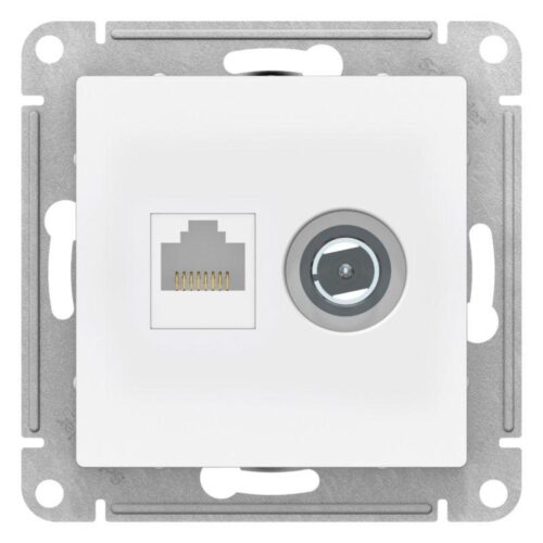 Розетка компьютерная + телевизионная 2-м СП AtlasDesign RJ45 кат.5E + TV механизм лотос