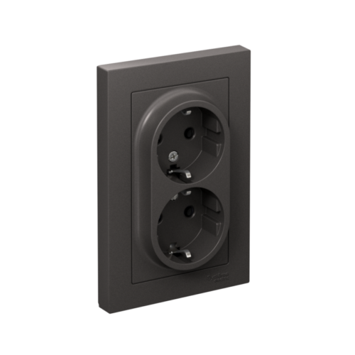 Розетка двойная AtlasDesign с заземл. 16А в сборе базальт