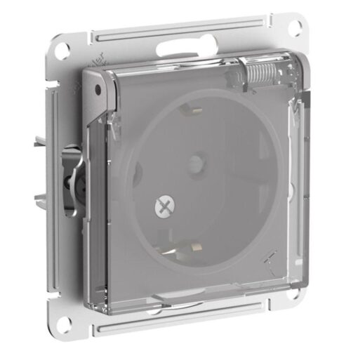Розетка AtlasDesign Aqua 16А IP44 с заземл. защ. шторки с прозр. крышкой механизм алюм.