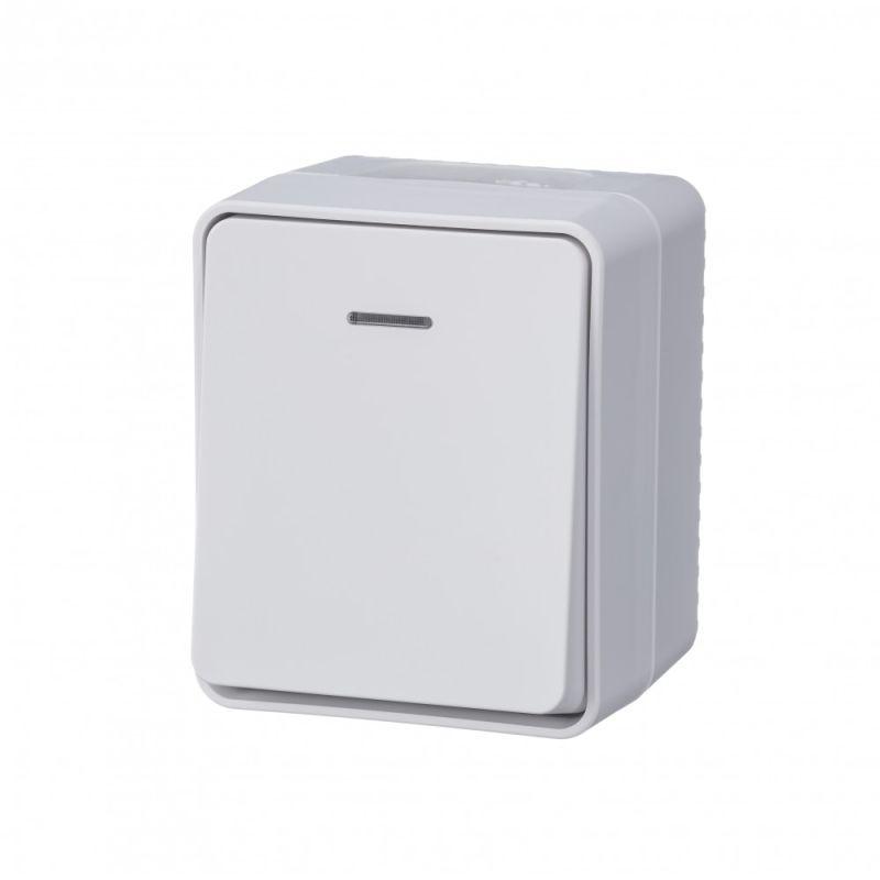 Выключатель 1-кл. ОП AtlasDesign PROFI IP54 10AX с подсветкой бел.