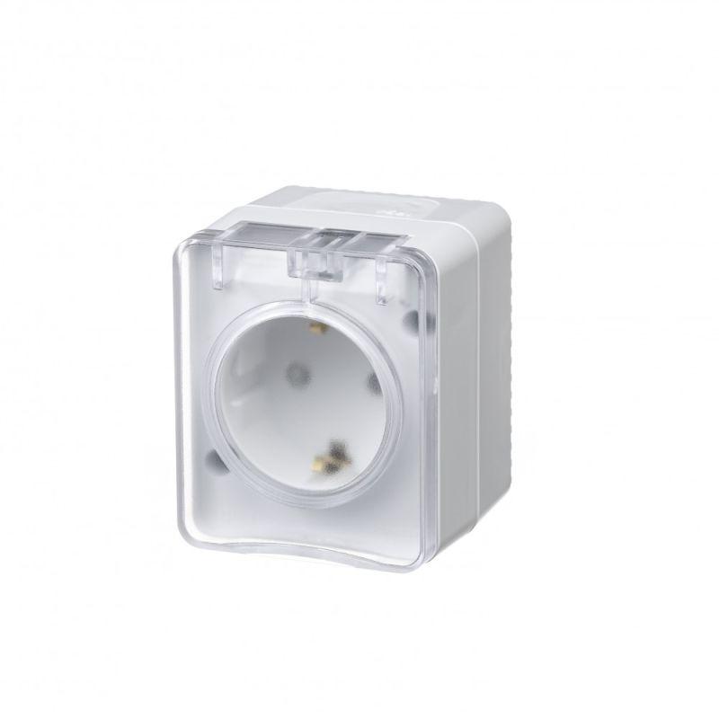 Розетка 1-м ОП AtlasDesign PROFI 16А IP54 250В заземл. защ. шторки бел.