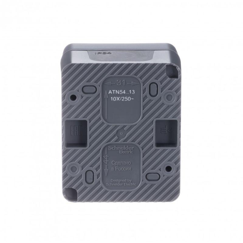 Выключатель 1-кл. ОП AtlasDesign PROFI IP54 10AX с подсветкой антрацит — изображение 2