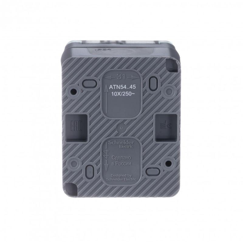 Розетка 1-м ОП AtlasDesign PROFI 16А IP54 250В заземл. защ. шторки антрацит — изображение 2