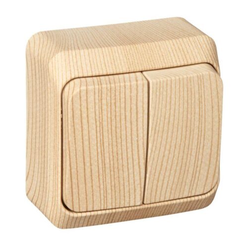 Выключатель 2-кл. ОП Этюд Дача 10А IP20 сосна