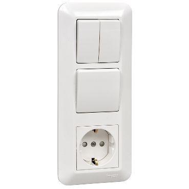 Блок СП Blanca / Прима (розетка с заземл. + 1-кл. + 2-кл. выкл.) (розн. упак.) бел.