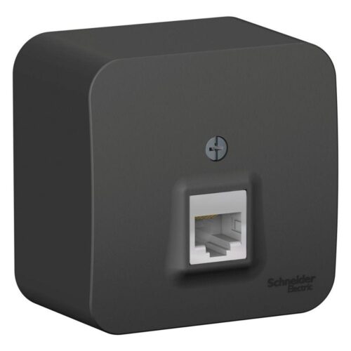 Розетка компьютерная 1-м ОП Blanca RJ45 кат.5E с изолир. пластиной антрацит