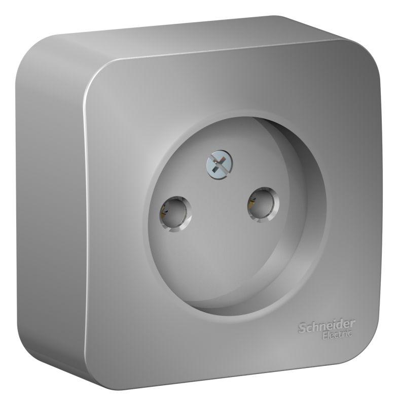 Розетка 1-м ОП Blanca 16А IP20 250В без заземл. без защ. шторок с изолир. пластиной алюм. — изображение 2