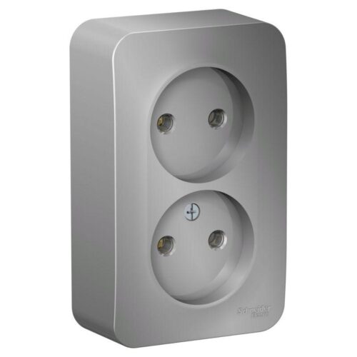Розетка 2-м ОП Blanca 16А IP20 250В без заземл. без защ. шторок с изолир. пластиной алюм.