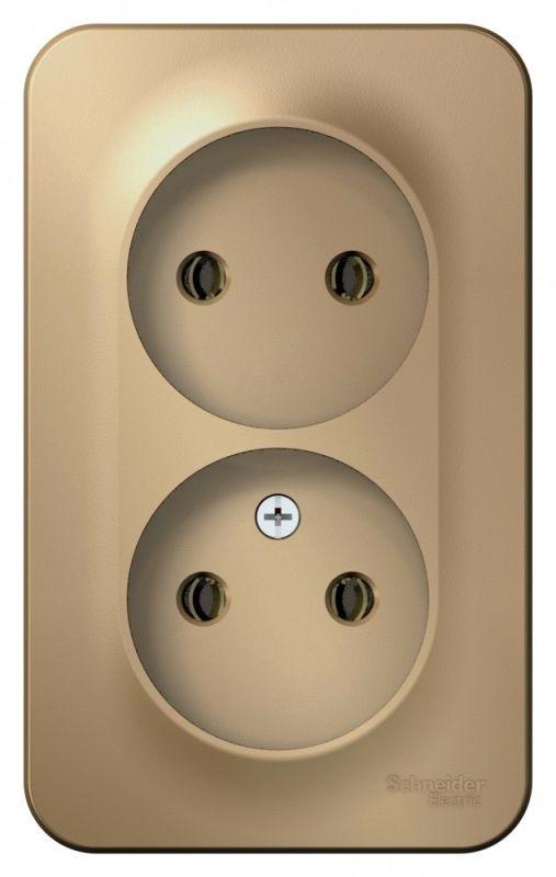 Розетка 2-м ОП Blanca 16А IP20 250В без заземл. без защ. шторок с изолир. пластиной титан — изображение 2