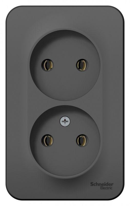 Розетка 2-м ОП Blanca 16А IP20 250В без заземл. без защ. шторок с изолир. пластиной антрацит — изображение 2