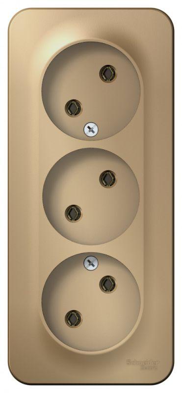 Розетка 3-м ОП Blanca 16А IP20 250В без заземл. без защ. шторок с изолир. пластиной титан — изображение 2