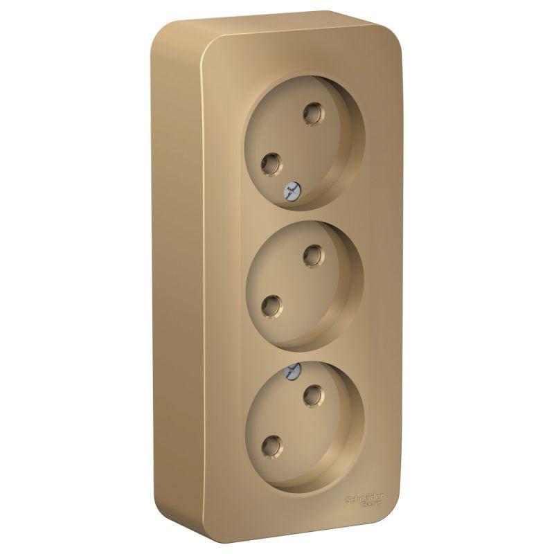 Розетка 3-м ОП Blanca 16А IP20 250В без заземл. без защ. шторок с изолир. пластиной титан