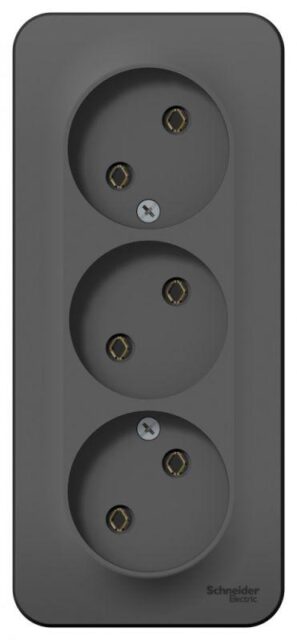 Розетка 3-м ОП Blanca 16А IP20 250В без заземл. без защ. шторок с изолир. пластиной антрацит