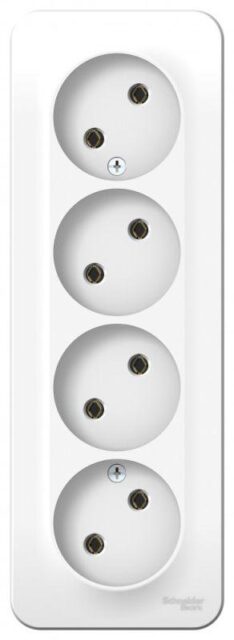Розетка 4-м ОП Blanca 16А IP20 250В без заземл. без защ. шторок с изолир. пластиной бел.