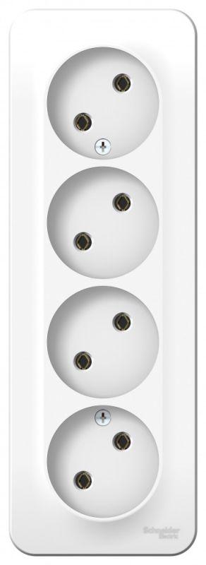 Розетка 4-м ОП Blanca 16А IP20 250В без заземл. без защ. шторок с изолир. пластиной бел.