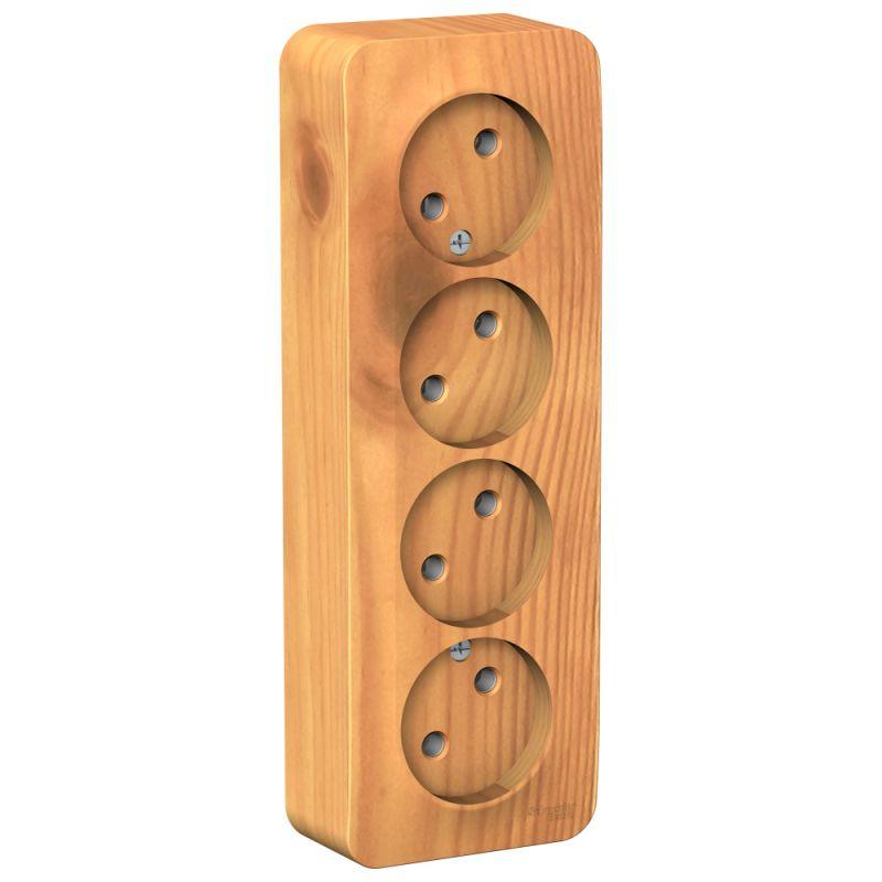 Розетка 4-м ОП Blanca 16А IP20 250В без заземл. без защ. шторок с изолир. пластиной ясень — изображение 5