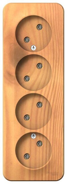 Розетка 4-м ОП Blanca 16А IP20 250В без заземл. без защ. шторок с изолир. пластиной ясень