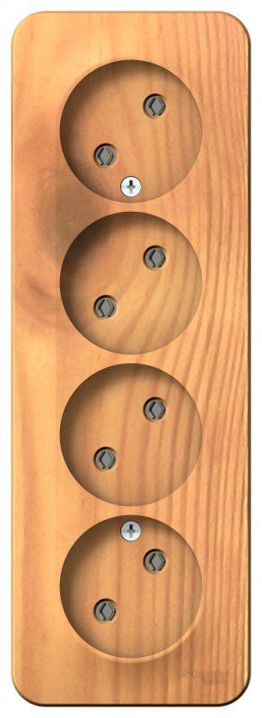 Розетка 4-м ОП Blanca 16А IP20 250В без заземл. без защ. шторок с изолир. пластиной ясень