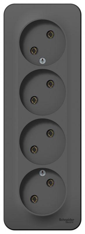 Розетка 4-м ОП Blanca 16А IP20 250В без заземл. без защ. шторок с изолир. пластиной антрацит — изображение 2