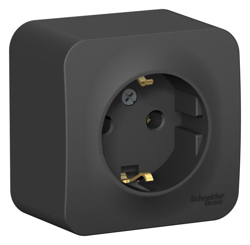 Розетка 1-м ОП Blanca 16А IP20 250В с заземл. без защ. шторок антрацит — изображение 2