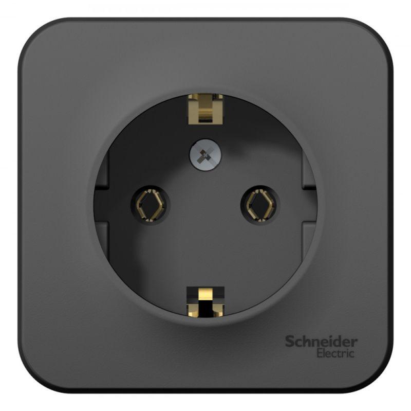 Розетка 1-м ОП Blanca 16А IP20 250В с заземл. без защ. шторок антрацит