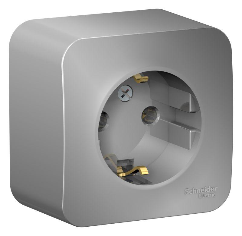 Розетка 1-м ОП Blanca 16А IP20 250В с заземл. без защ. шторок с изолир. пластиной алюм. — изображение 2