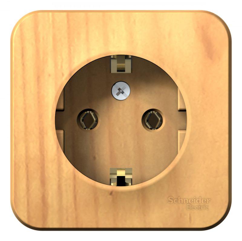 Розетка 1-м ОП Blanca 16А IP20 250В с заземл. без защ. шторок с изолир. пластиной ясень