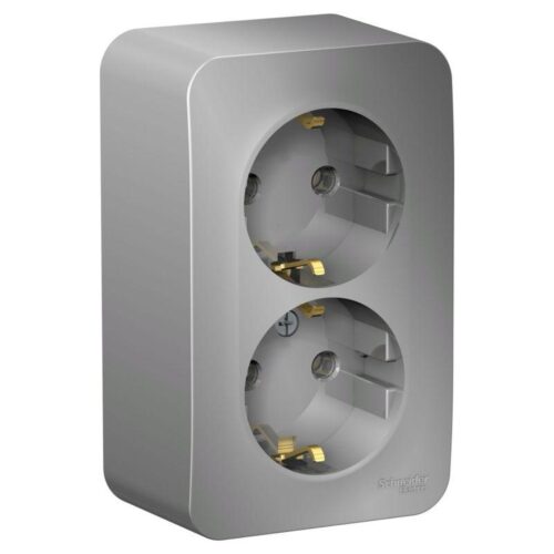 Розетка 2-м ОП Blanca 16А IP20 250В с заземл. без защ. шторок с изолир. пластиной алюм.