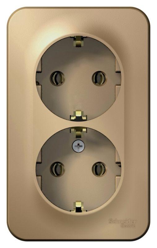 Розетка 2-м ОП Blanca 16А IP20 250В с заземл. без защ. шторок с изолир. пластиной титан — изображение 2