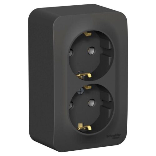 Розетка 2-м ОП Blanca 16А IP20 250В с заземл. без защ. шторок с изолир. пластиной антрацит