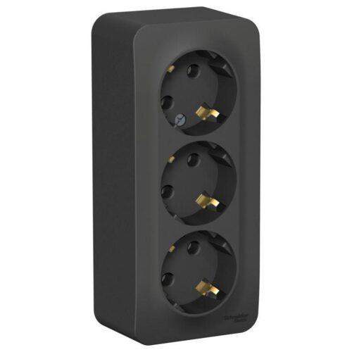 Розетка 3-м ОП Blanca 16А IP20 250В с заземл. без защ. шторок с изолир. пластиной антрацит