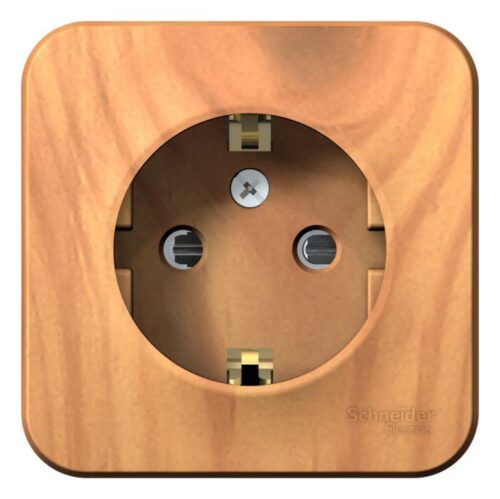 Розетка 1-м ОП Blanca 16А IP20 250В с заземл. защ. шторки с изолир. пластиной ясень