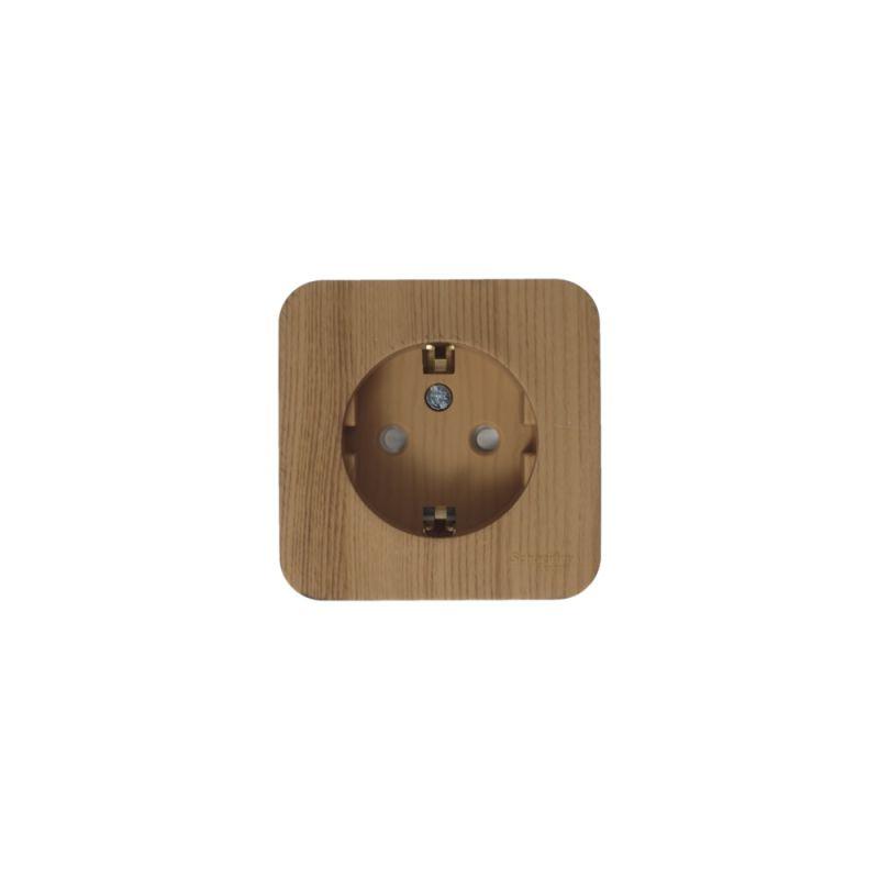 Розетка 1-м ОП Blanca 16А IP20 250В с заземл. защ. шторки с изолир. пластиной ясень — изображение 4